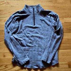 Cozy PINK XS 3/4 zip up gray hoodie with PINK written on both sides